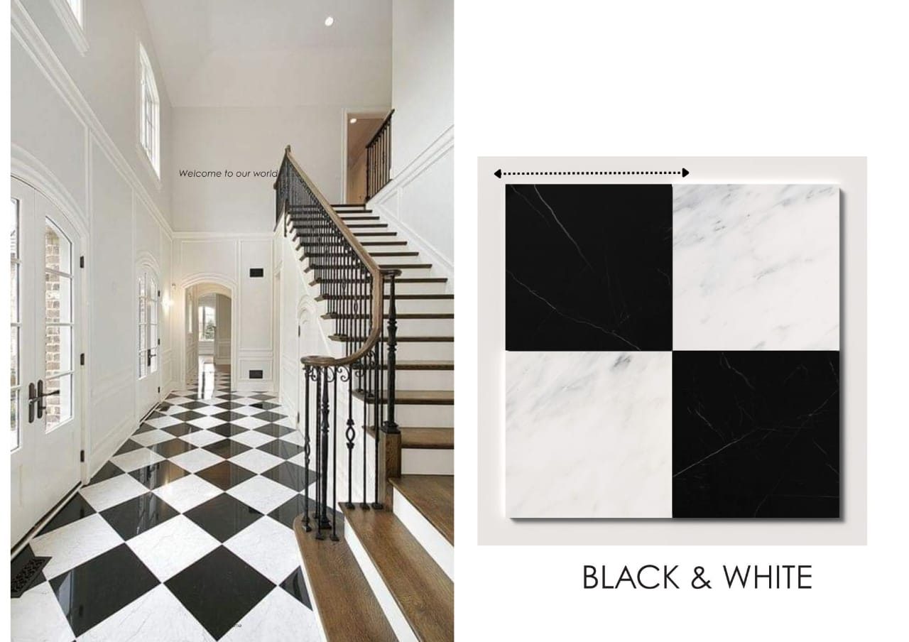 Black and white marble slab
