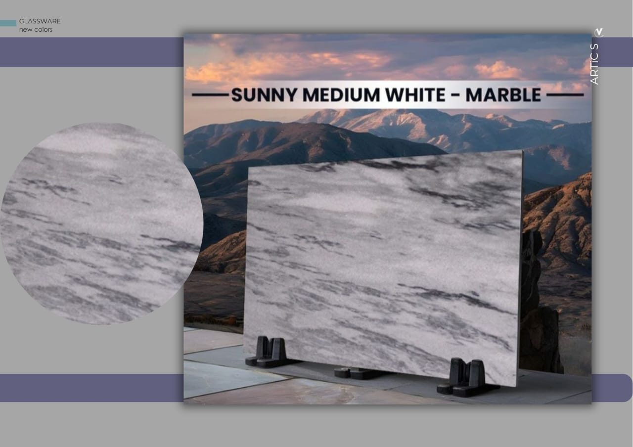 Sunny medium white marble